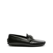 Sort læder loafers casual flade