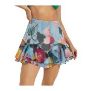 Blomstret Ruffle High-Waisted Shorts