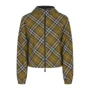 Vendbar Windbreaker Jakke i Khaki Check