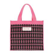 Pink Jacquard Stor Shopper Taske