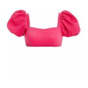 Pink Bikini Top med Puffy Sleeves