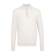 Beige Uld Half Zip Sweater