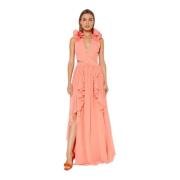 Orange Ruffle Maxi Kjole