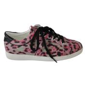 Pink Leopard Print Læder Sneakers