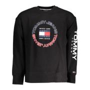 Sort Sweatshirt med Print og Lange Ærmer