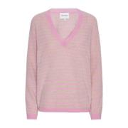 Stribet V-hals Cashmere Pullover