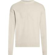 Beige Sweater Rund Hals Elastiske Manchetter