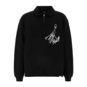 Sort bomulds sweatshirt