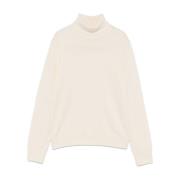 Hvid Strikket Rullekrave Sweater