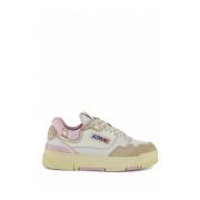 Hvide Sneakers med Beige og Pink Detaljer