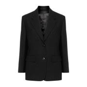 Sort Uld Blazer Elegant Stilfuld