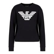 Navy Blue Jersey Sweatshirt med Hvid Ørnelogo