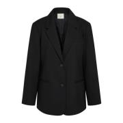 Oversize Sort Blazer med Elegante Linjer