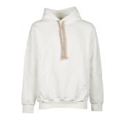 Hvid Hoodie med Logo Print