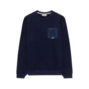 Denim Crew Neck Sweatshirt med Logo Lomme