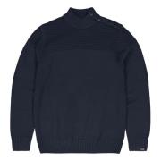 Mørkeblå Mock Button Sweater