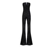 Sort Paillet Jumpsuit Elegant Stil