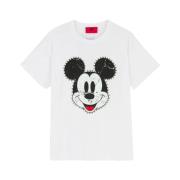 Mickey Mouse Print Hvid T-shirt