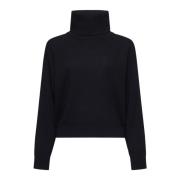 Sort Turtleneck Sweater Engelsk Ribstrik