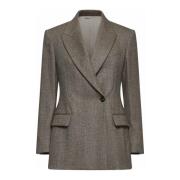 Brun Herringbone Uld Blazer