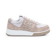 Beige Suede Perforerede Sneakers med 4G Logo