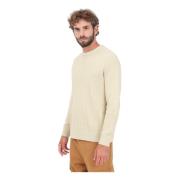 Beige Crew Neck Sweater Casual Efterår/Vinter