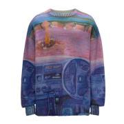 Grafisk Print Merinould Sweater