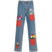 Blomstret Broderet Denim Jeans