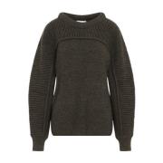 Mørk Khaki Pullover Sweater