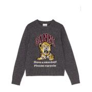 Tiger Motif Uld Sweater