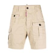 Beige Bomuldsshorts med Lommer