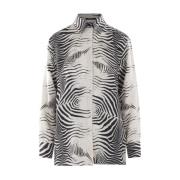 Zebra Print Silk Skjorte