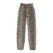 Leopard Print Barrel Jeans