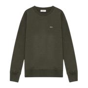 Mørkegrøn Sweatshirt med Brystlogo Broderi