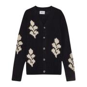 Bladet Intarsia Cardigan Sort