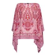 Pink Blomstret Paisley Silke Top