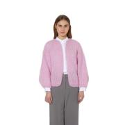 Blød Mohair Bomber Cardigan i Pink