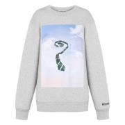 Grafisk Print Bomulds Sweatshirt