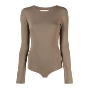 Beige Bodysuit Elegant Chic Mode Stil