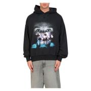 Vasket Sort Mush Print Hoodie