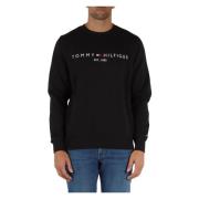 Broderet bomuld crewneck sweatshirt