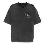 Broderet Crew Neck T-shirt Sort