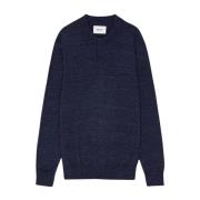 Uld Mouline Polo Sweater Navy