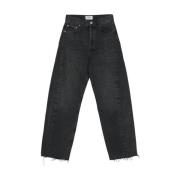 Højtaljede sorte tapered jeans