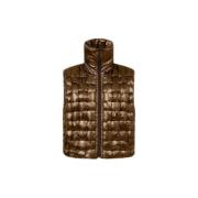 Quiltet ærmeløs vest i khaki bronze