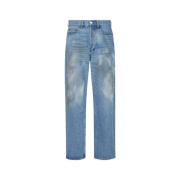 Slidte blå denim straight-cut jeans