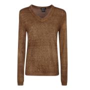 Brun Uld Kashmir Sweater Lavet i Italien