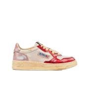 Vintage Læder Sneakers Hvid/Rød/Rosa