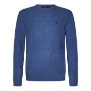 Klar Blå Uld Cashmere Sweater