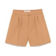 Kamelbrune Shorts med Foldedetaljer